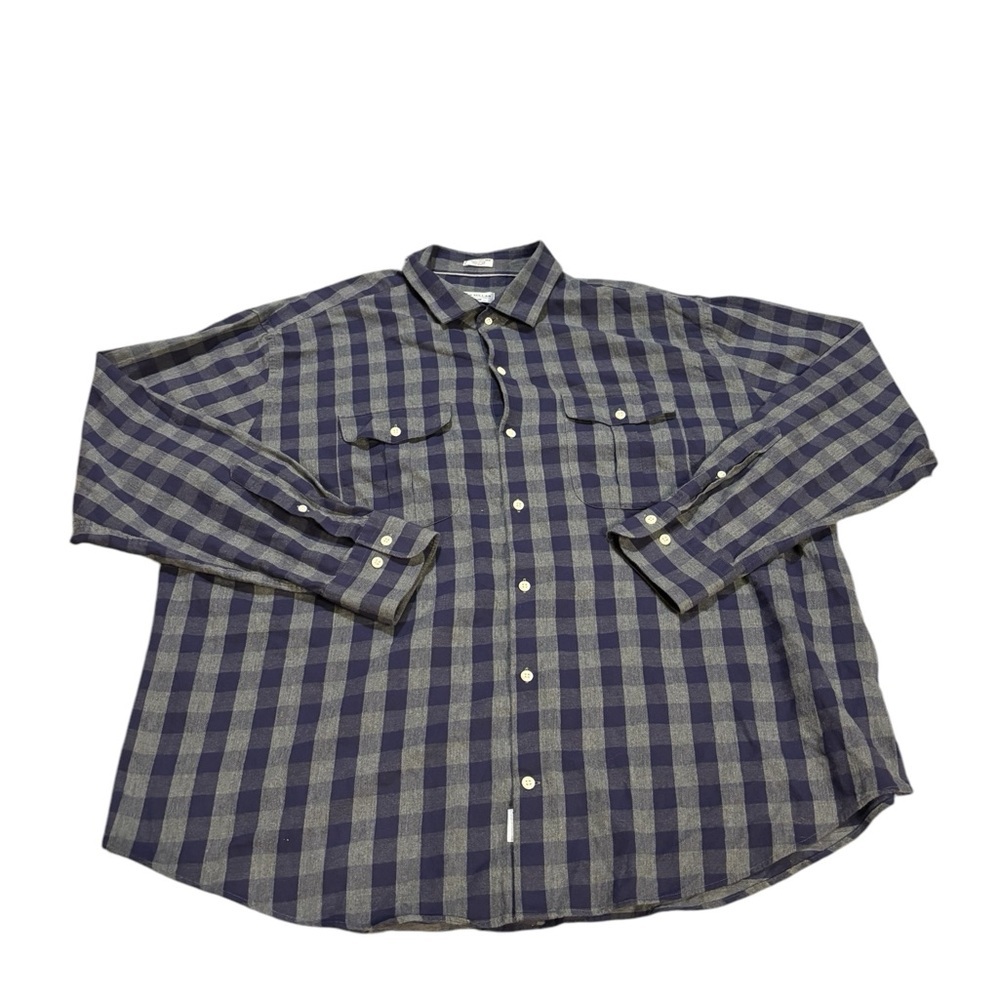 Peter Millar Mountainside‎ Flannel Sport Shirt Blue and Grey Plaid Size XXL